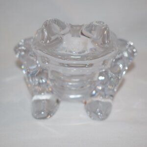 Vintage Art Vannes Crystal Frog Ashtray Trinket Dish Signed EUC